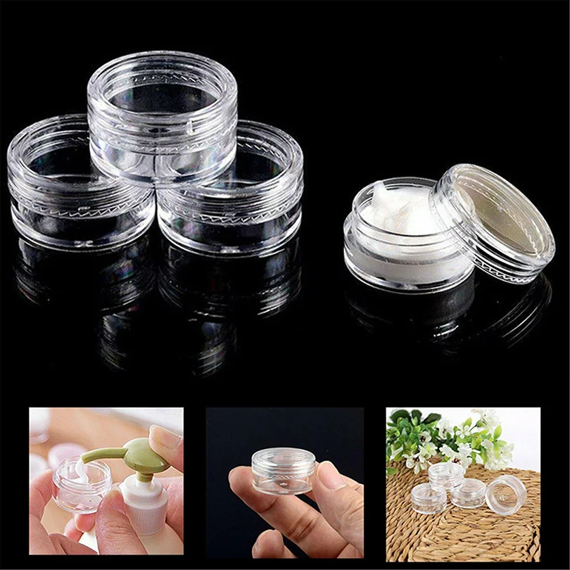 Empty Plastic Cosmetic Makeup Jar Pots Transparent Sample Lip Balm Container Bottles Eyeshadow Face Cream storage jar 10-100pcs 3g