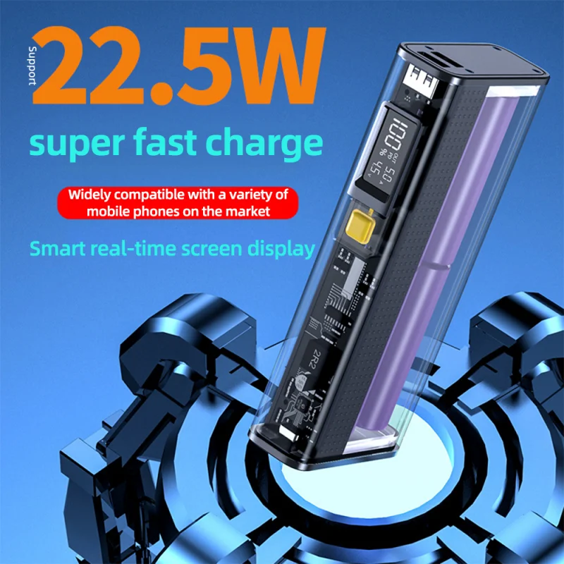 

Can DIY Power Bank 20000mAh 18650/21700 Powerbank Type C PD22.5W Two-way Fast Charge Transparent Phone Battery Portable Charger