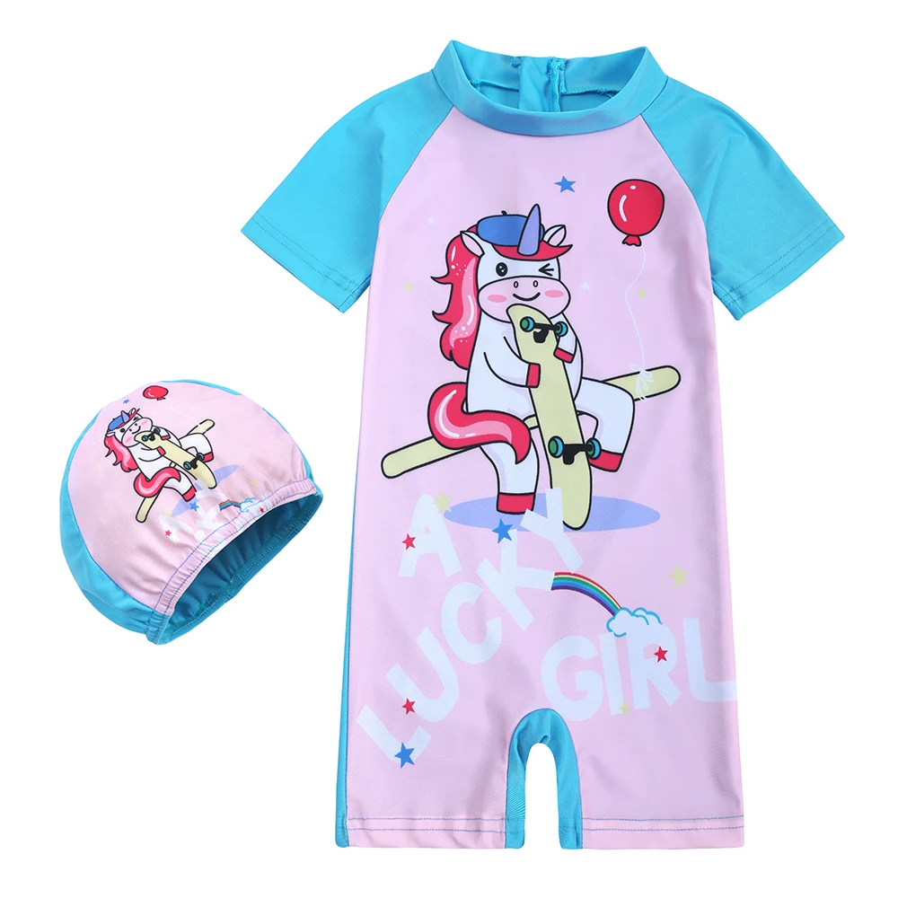 Kids Baby Swimwear 2Pcs Cap + Bodysuit Toddler Swimming Bathing Wetsuit For Children Boys Girls kids swimsuits