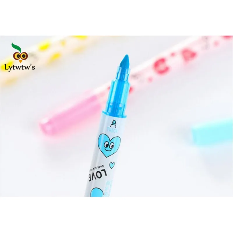 1 Pieces Lytwtw's Korean Double Writing Creativity Fresh Heart Expression 6 Color Cute Art Marker Graffiti Pens