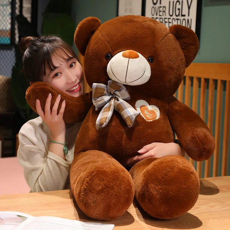 

80-95cm Teddy Bear Plush Toys Kawaii Bow Tie Bear Plushie Pillow Stuffed Soft Animal Dolls for Kids Girls Lover Gifts Room Decor