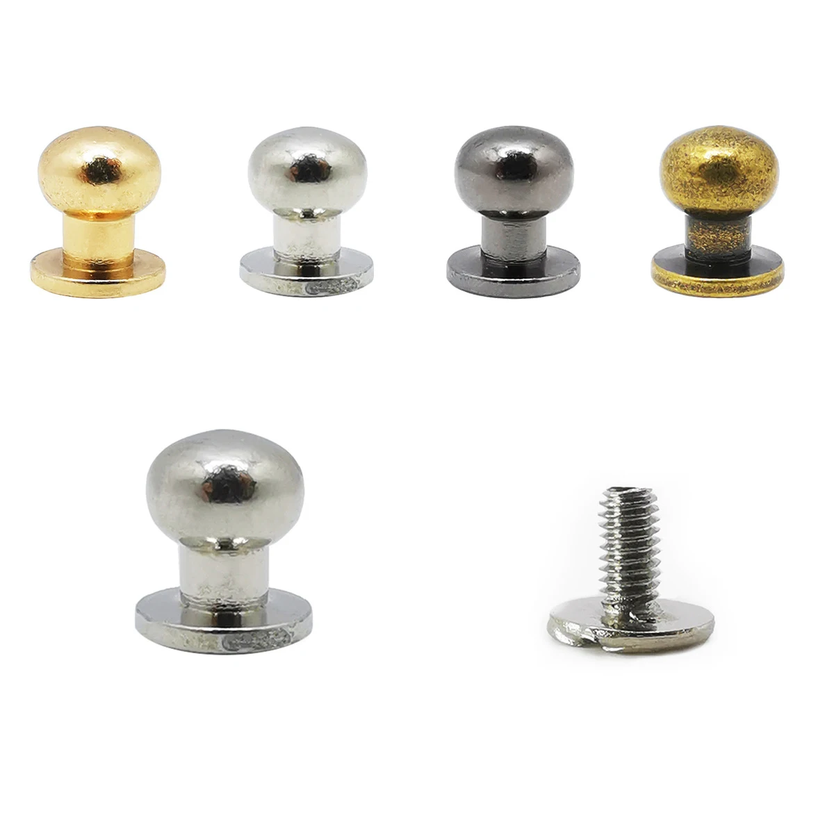 Metal Rivets Belt Strap Rivets Metal Studs Copper Rivets Leather Rivets Pearl Rivets 2-5Sets Knob Screw Rivets Studs DIY Crafts Leather Belt Watch Band Round Monk Head Spikes Punk Bag Clothes Nail Buckles