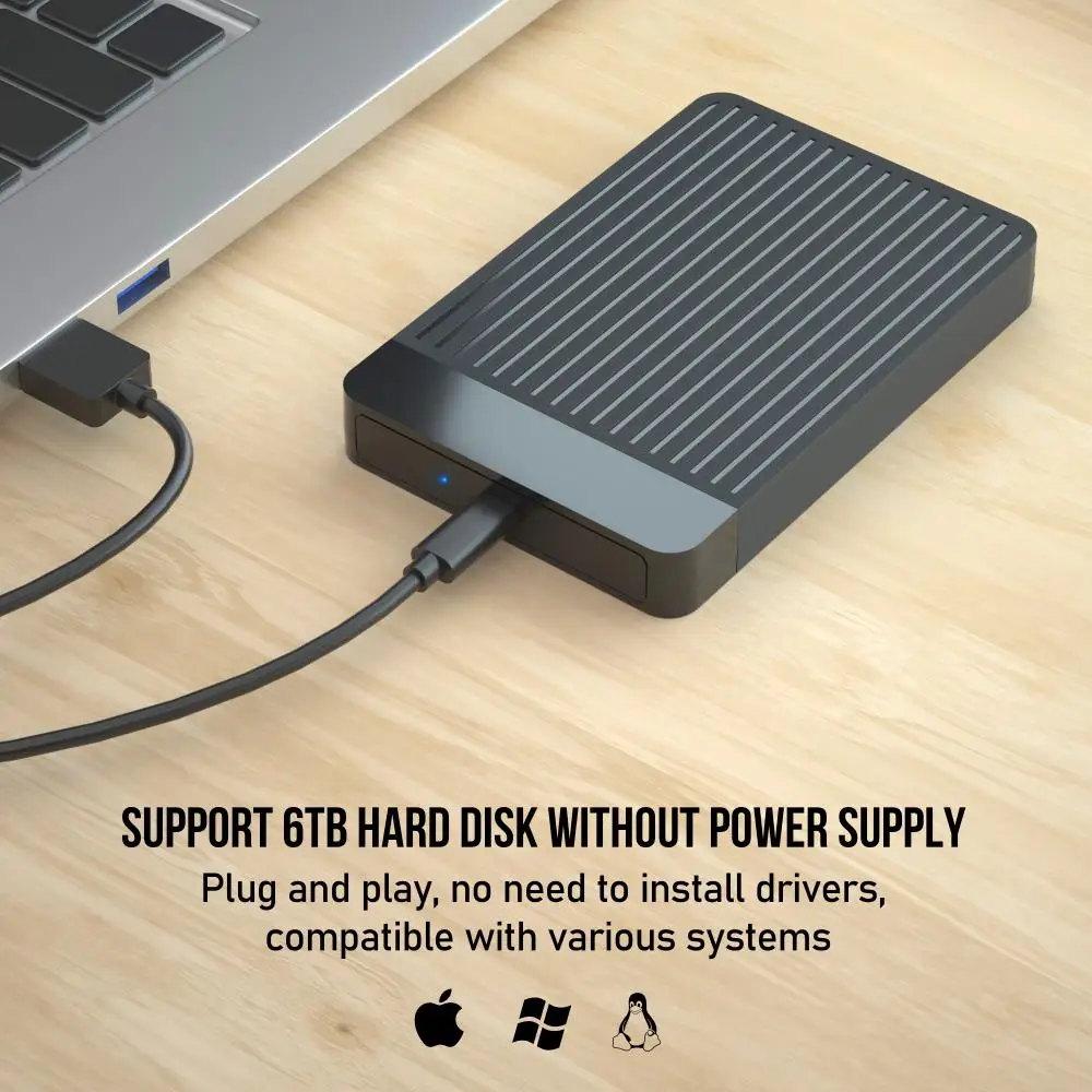 ϵ ̺ Ŭ  ϵ ũ ڽ, SSD SATA-USB C Ÿ ̺,  , 6TB ϵ ũ ڽ, 2.5 ġ ̽