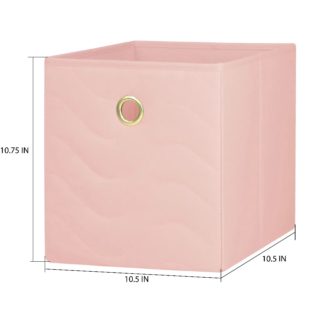 Mainstays Collapsible Quilted Fabric Cube Storage Bins (10.5" x 10.5"), 4 Pack, Pink Blush 6
