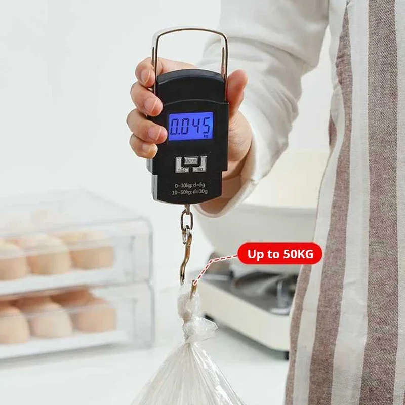 Black 50kg Portable Luggage Scale LCD Digital Display