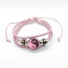 12 Zodiac Signs Yin Yang Bracelets Constellation Glass Cabochon Pink Leather Bangle Women Girls Birthday Gifts Wholesale 4