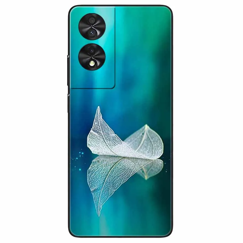 Floral Silicone Soft TPU Phone Cover with Black Bumper
