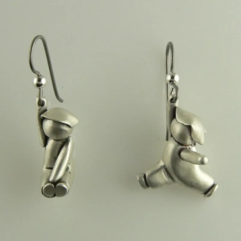 Einfache Kreativität, silberfarben, Kupfer, baumelnde Damenohrringe, einzigartige handgeschnitzte Musterohrringe, Vintage-Schmuck für Damen