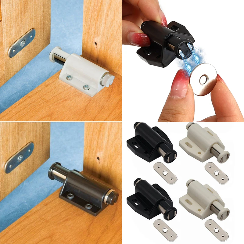 4/8pcs Single Magnetic Pressure Push To Open Touch Latch Cabinet Doors Rebound Single Touch Magnet With Round Iron Sheet magnetic cabinet catches,magnetic cabinet latches,cabinet door latch