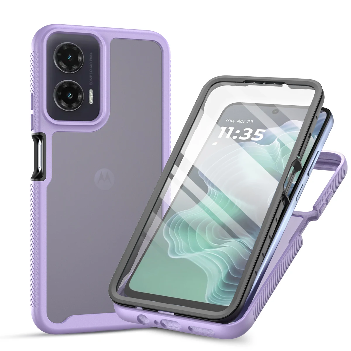 360° Full Protection Shockproof Transparent Case with PET Screen Protector - Clear Cover