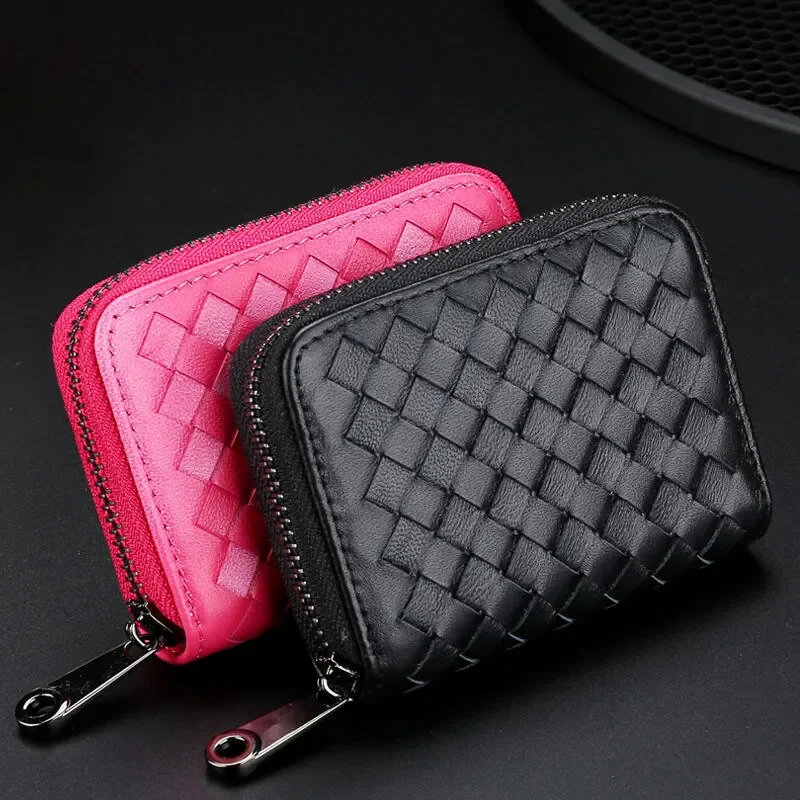 

Бумажник из овечьей кожи для ВИП-карт, держатель для банковских и кредитных карт из натуральной кожи, тонкий маленький Органайзер с RFID-защитой, сумка на молнии