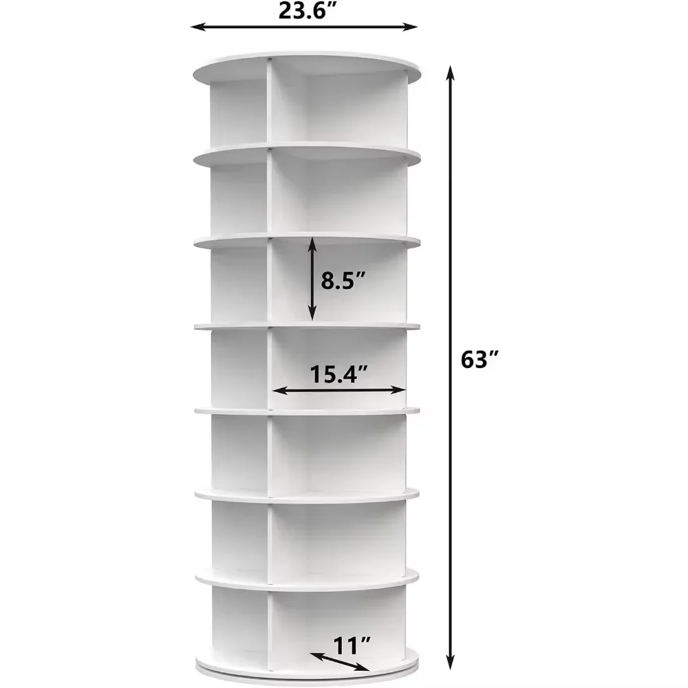 Shoe Rack 7-Tier Spinning, Free Standing Rotating Tower 360°, Easy To Assemble, Space-Saving,White Easy To Clean Shoe Cabinet 6