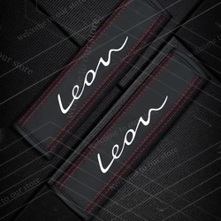 Leather Car Seat Belt Shoulder Protector Pad - Logo Design and Safety Cushion Accessory (Leon Emblem)