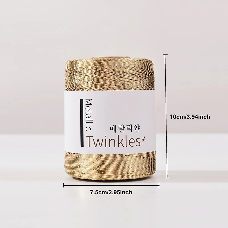 **1롤, 메탈릭 반짝이 실 - 1mm 두께, 폴리에스터 및 레이온 혼합, DIY 공예, 크로셰, 레이스 및 홈 데코에 이상적**
