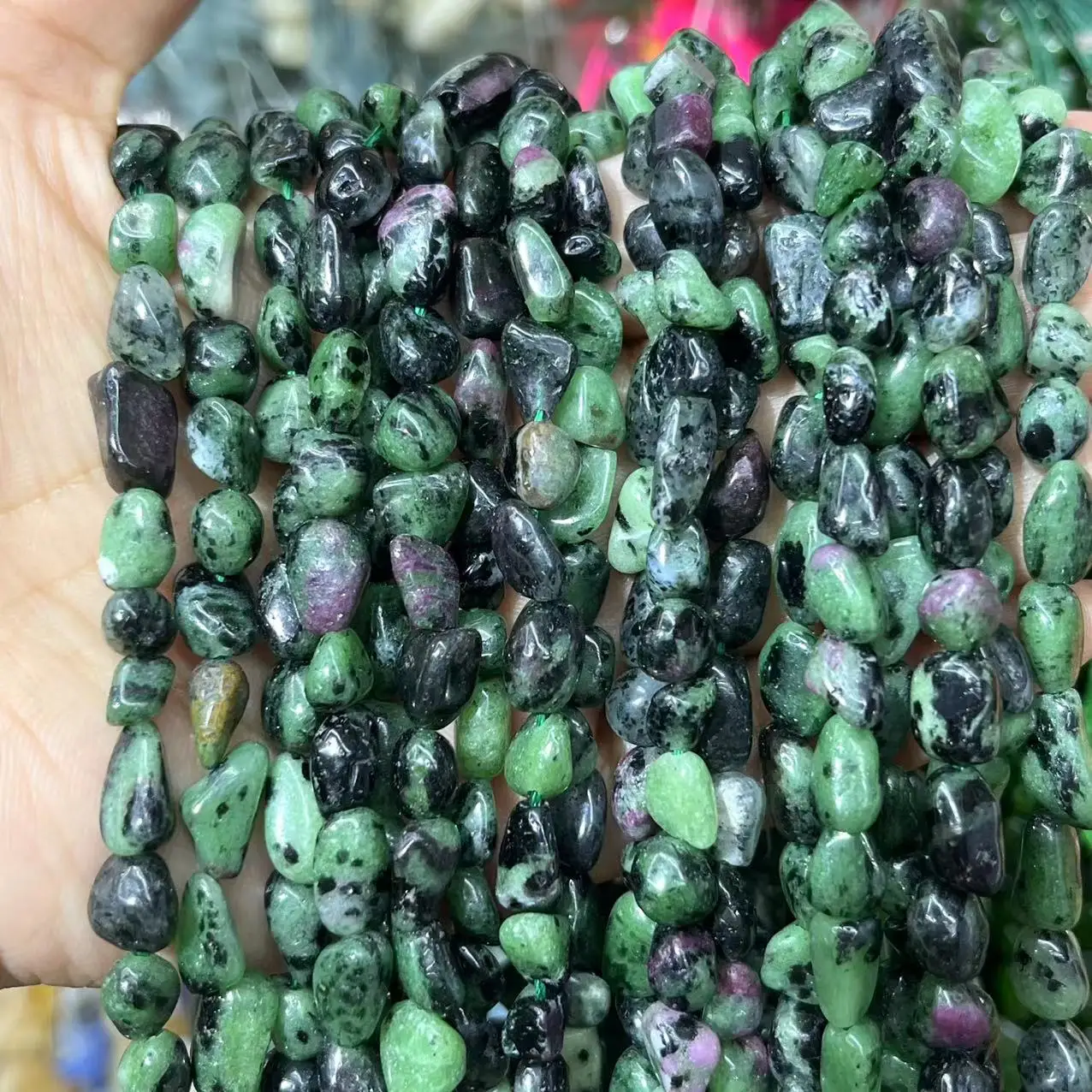 

6-8mm Irregular Natural Stone Epidote Zoisite Loose Spacer Beads For DIY Necklace/Bracelet 18 Inch Factory Price Wholesale
