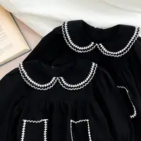 2024 Sister Clothes Spring New Korean Baby Girl's Dresses One Piece Clothes Black Baby Newborns Rompers Long-Sleeved Jumpsuits 4