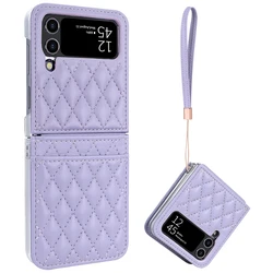 Luxurious Green PU Leather Phone Case with Wrist Strap and Card Slot - samsung Z flip 8 (Purple)