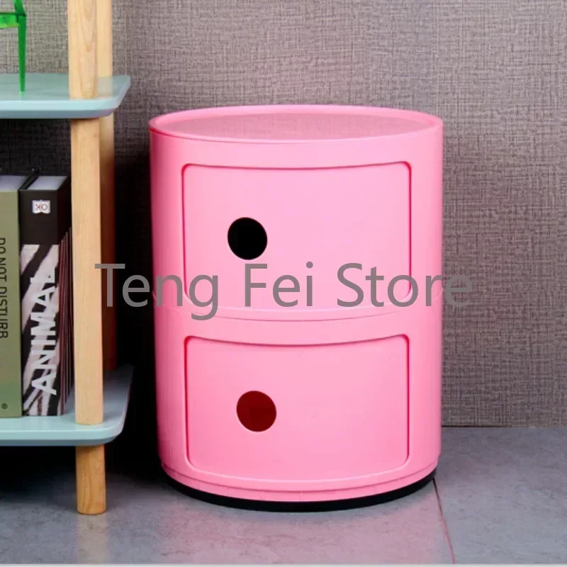Nordic Bedside Table Nightstands Plastic Creative Coffee Tables Cabinet Modern Mobile Circular Mesa De Cabeceira Furniture