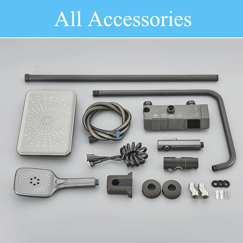 Piano Digital Shower Faucet Set Bathroom Bathtub Mixer Hot Cold Waterfall Tap Rainfall Shower System