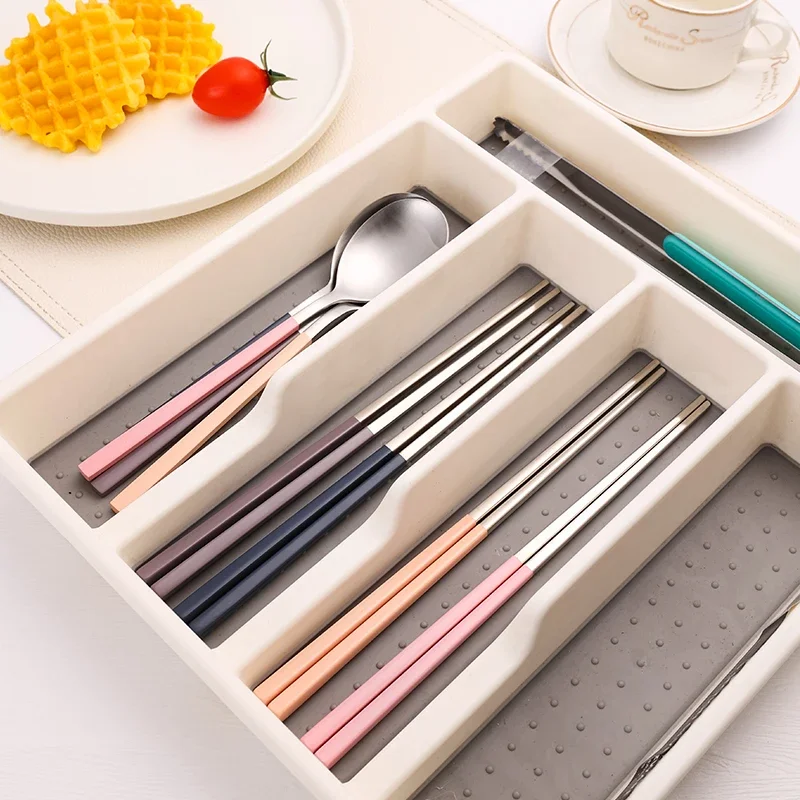 Cutlery Set Stainless Steel Tableware 8Pcs Korean Spoons Chopsticks Dinner Simple Style