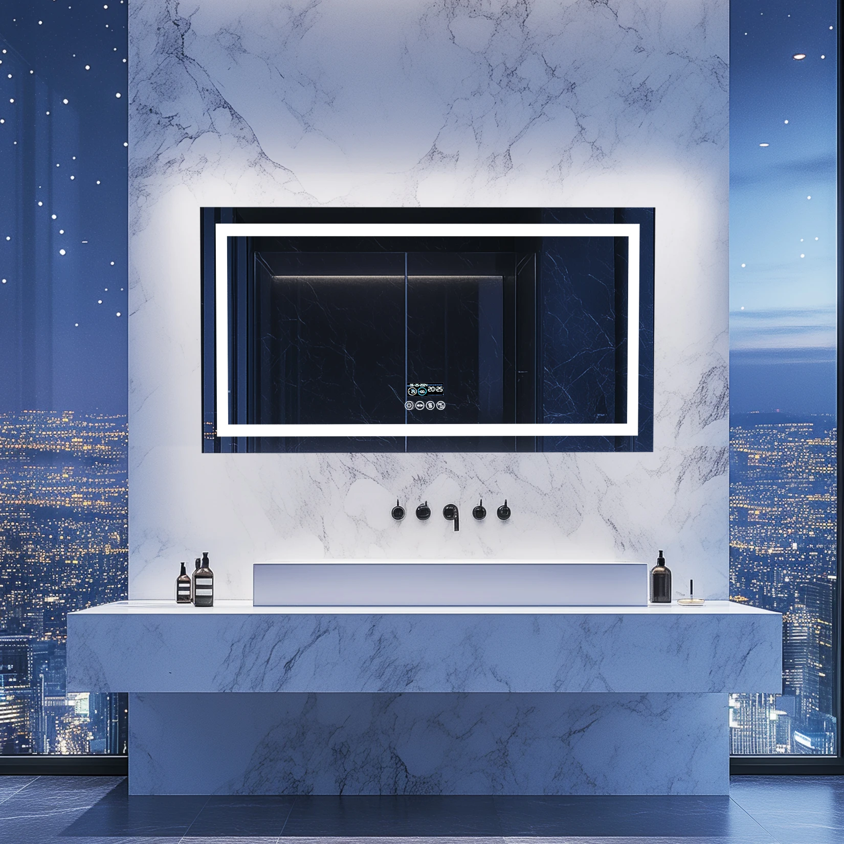 LUVODI Large Illuminate Bluetooth Bathroom Mirror Time Display LED Lighted Full Length Dressing Mirror