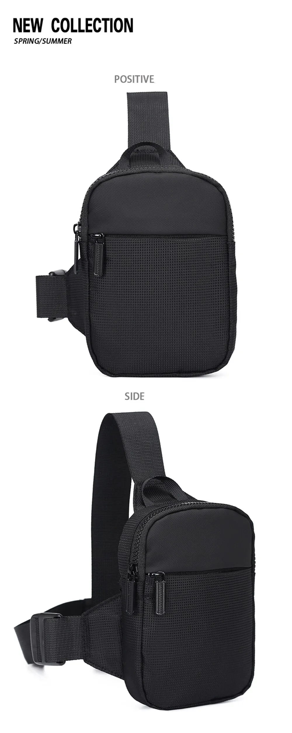 Trendige Herren-Umhängetasche, Oxford-Stoff, Umhängetasche, einzelne Umhängetasche, lässig, diagonal, Tagesflut, kleine quadratische Tasche für Herren – Detail 7