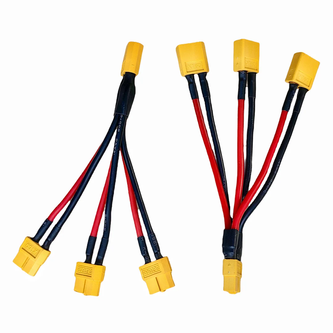 XT60 Paralleler Batterieanschluss 3-Wege 14AWG Silikonkabel Stecker/Buchse Dual-Verlängerung Y-Splitter 100mm für Batterieladegerät Motor – Detail 14