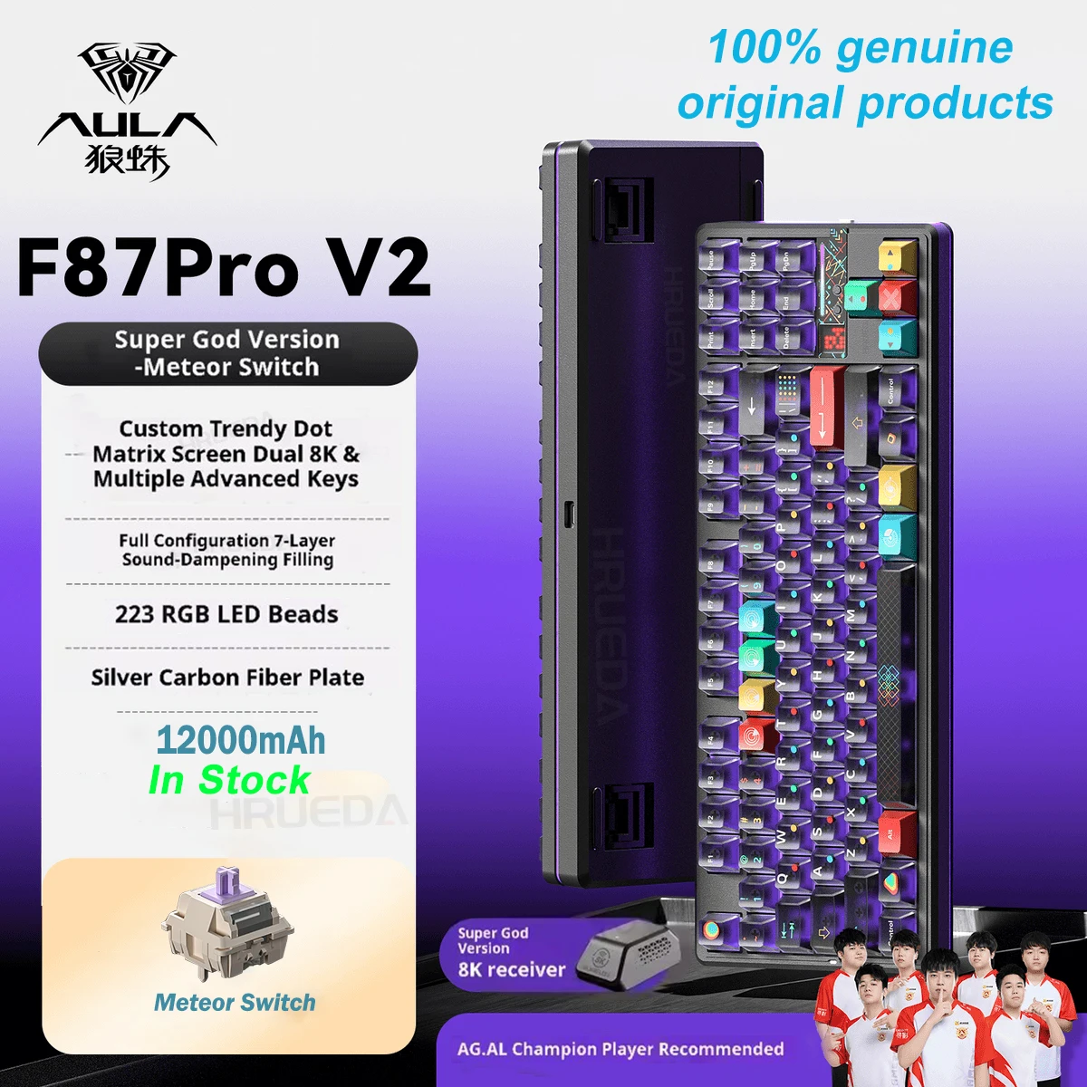 AULA F87 Pro V2 Wireless Mechanical Keyboard 12000mAh Long Battery