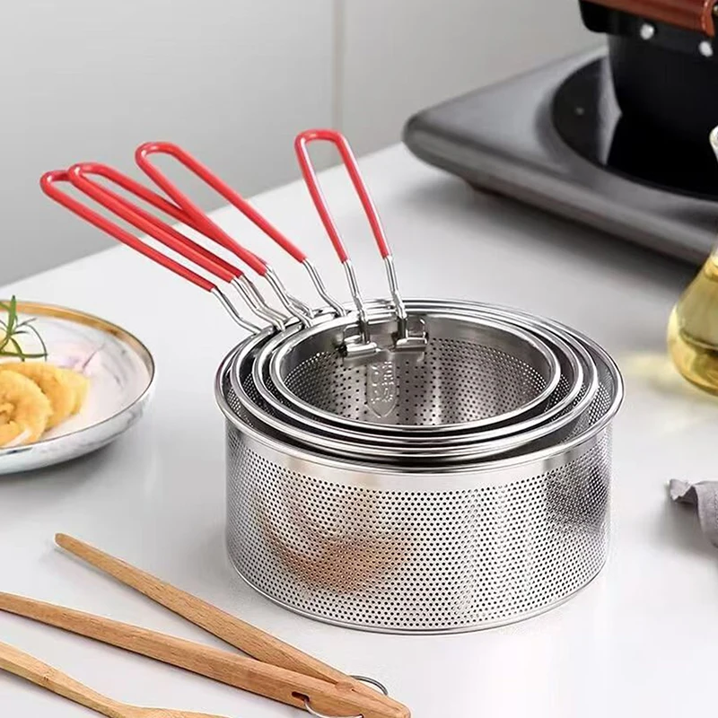 Stainless Steel Fried Mesh Kitchen Fry Basket Cooking Basket Fry Pan Oil Pan Strainer Noodle Spoon Colander French Fries Stainless Steel Fried Mesh Kitchen Fry Basket Cooking Basket Fry Pan Oil Pan Strainer Noodle Spoon Colander French Fries