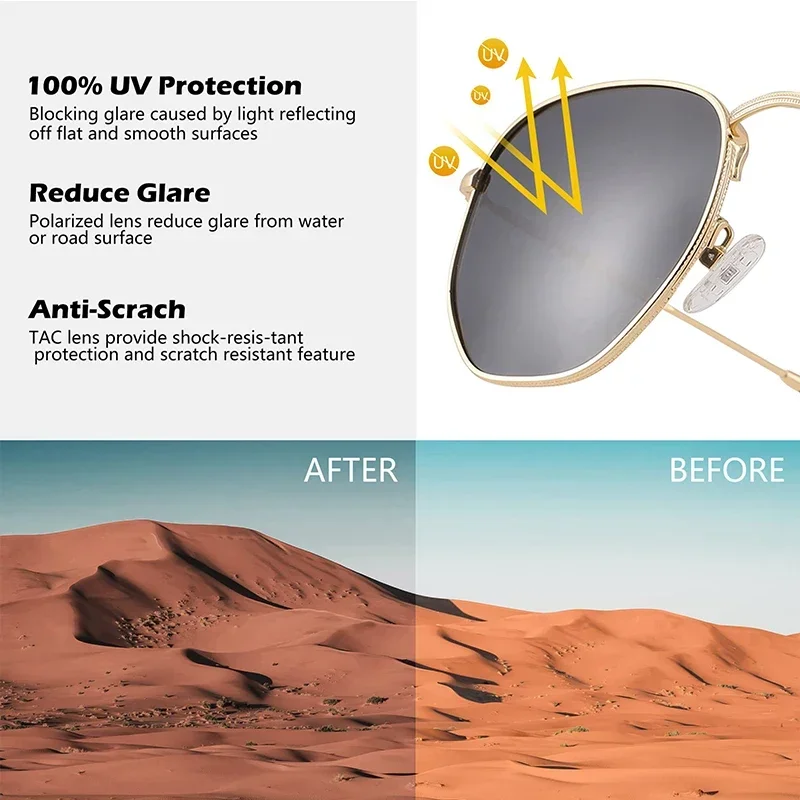Classic Polarized Hexagon Sunglasses for Women Men Polygon Sunnies Square Metal Frame 5