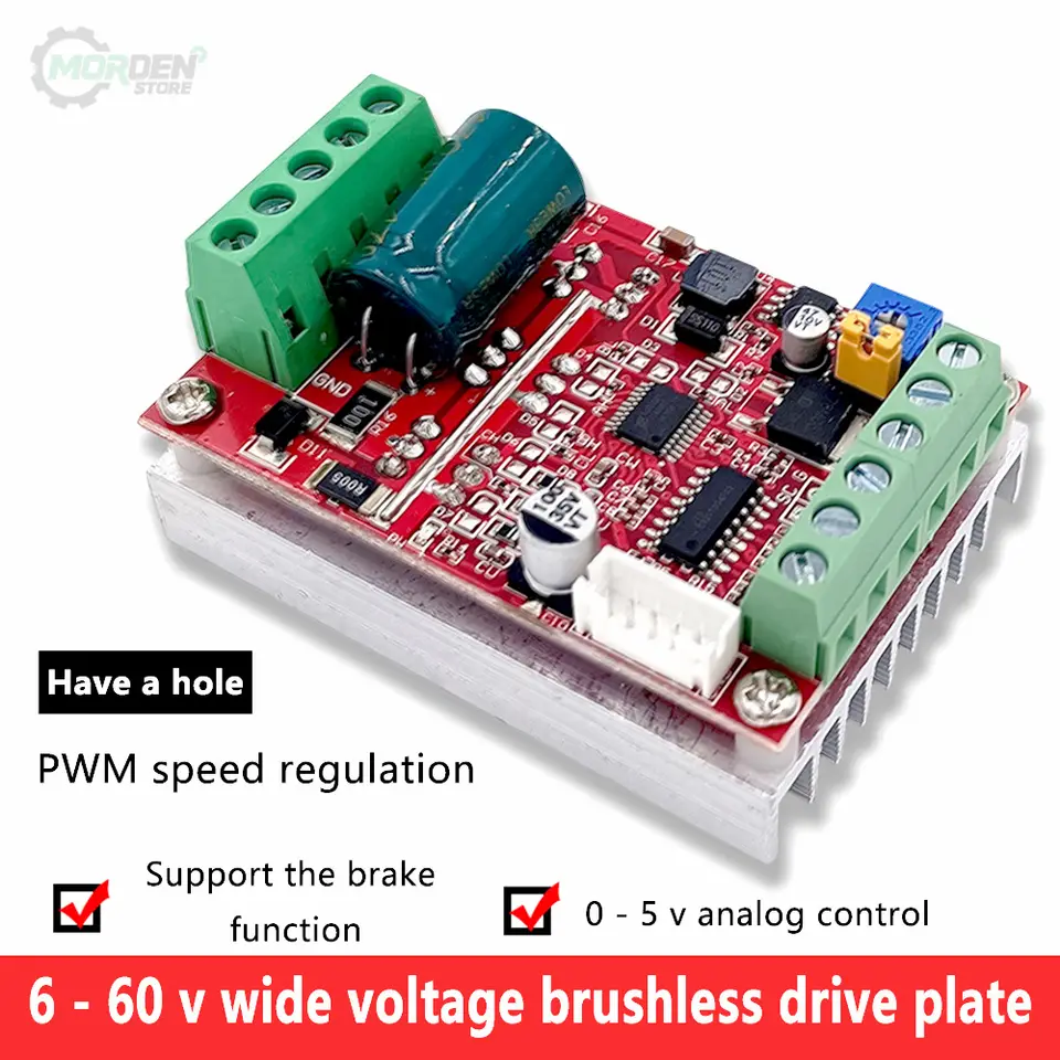ZS-X11H 400W PWM 3 Phase DC 6-60V Brushless Motor Speed Controller Board PLC Motor Driver Hall 12V 24V 48V Single Capacitor image 2