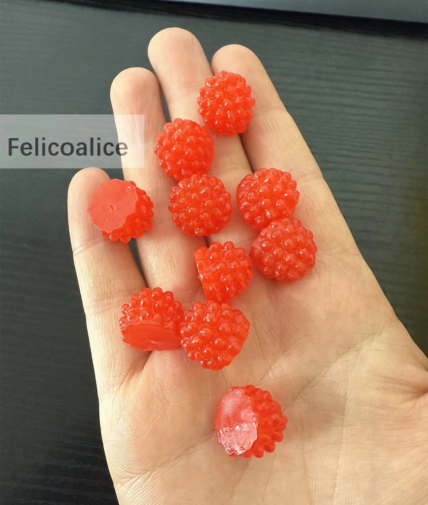 10 stücke Harz Simulation Frucht Himbeere Miniatur Cabochon Kawaii gefälschte Lebensmittel DIY Telefon Fall Dekoration Scrap booking Handwerk liefern – Detail 8