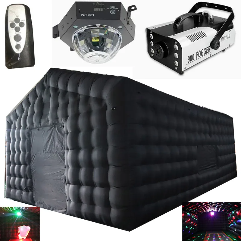 Tienda de campaña de discoteca inflable grande negra con forma de cubo,  cenador cuadrado, sala de eventos, gran móvil, portátil, pabellón de fiesta