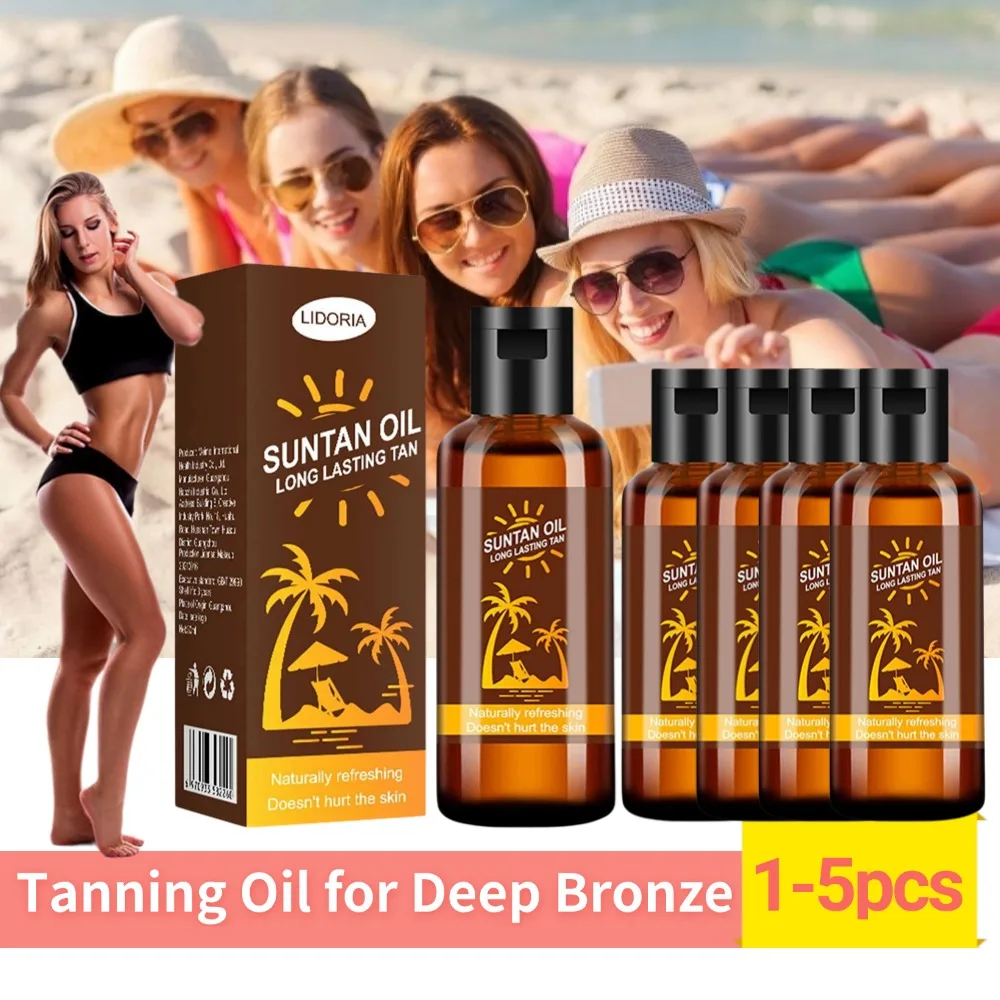 Tanning Oil for Deep Bronze Glow Accelerates Sun Tanning Coconut&linseed Extract Moisturizing Hydrating Beach Formula 1/3/5pcs coconut tanning oil