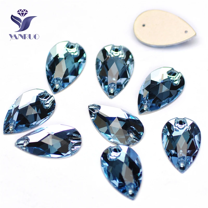 

YANRUO 3230 All Sizes Aquamarine Drop Sewing Garment Flatback Strass Sew On Crystal Stones For Shoes
