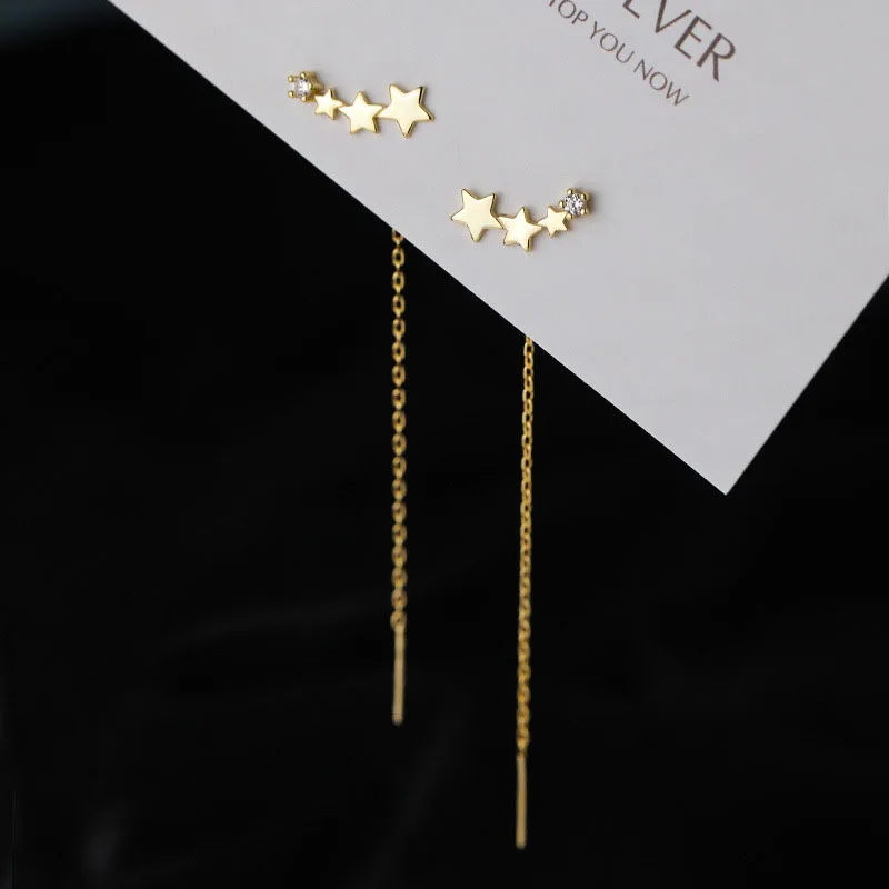Long Earrings Silver Jewelry Women's Long Chain Earrings