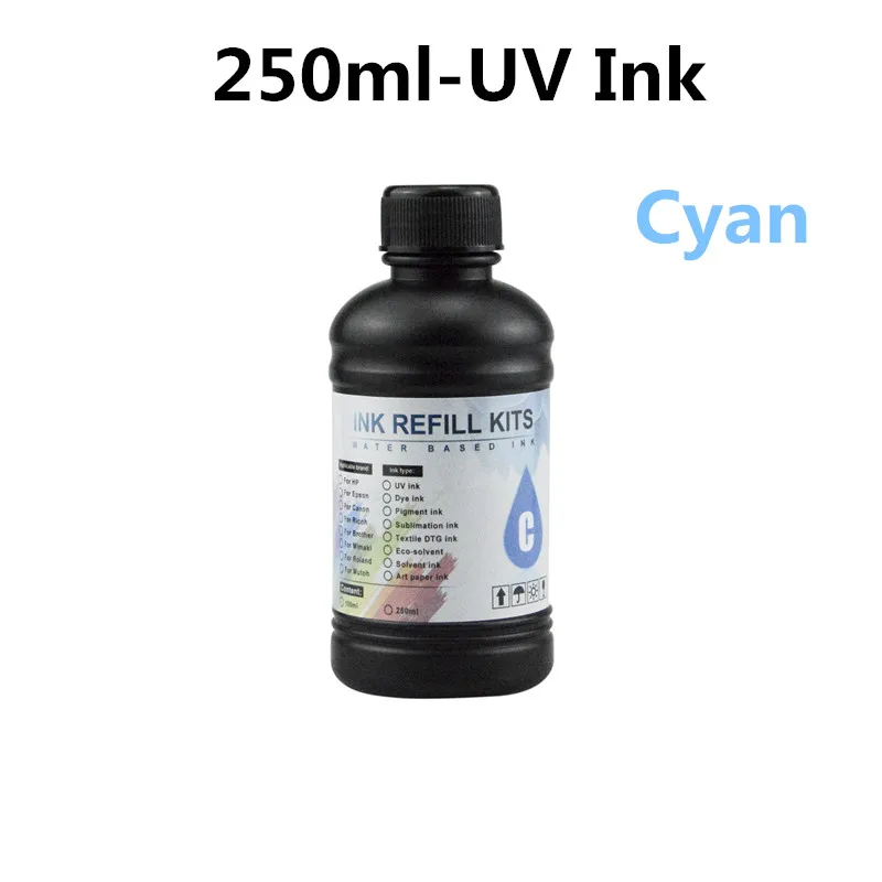 Soft Ink 250ml/Bottle LED UV Ink for DX4 DX5 DX6 Printhead Epson L800 L805 R1390 R1400 R1410 4800 i3200 Universal UV Printer inkjet printer ink printer uv ink