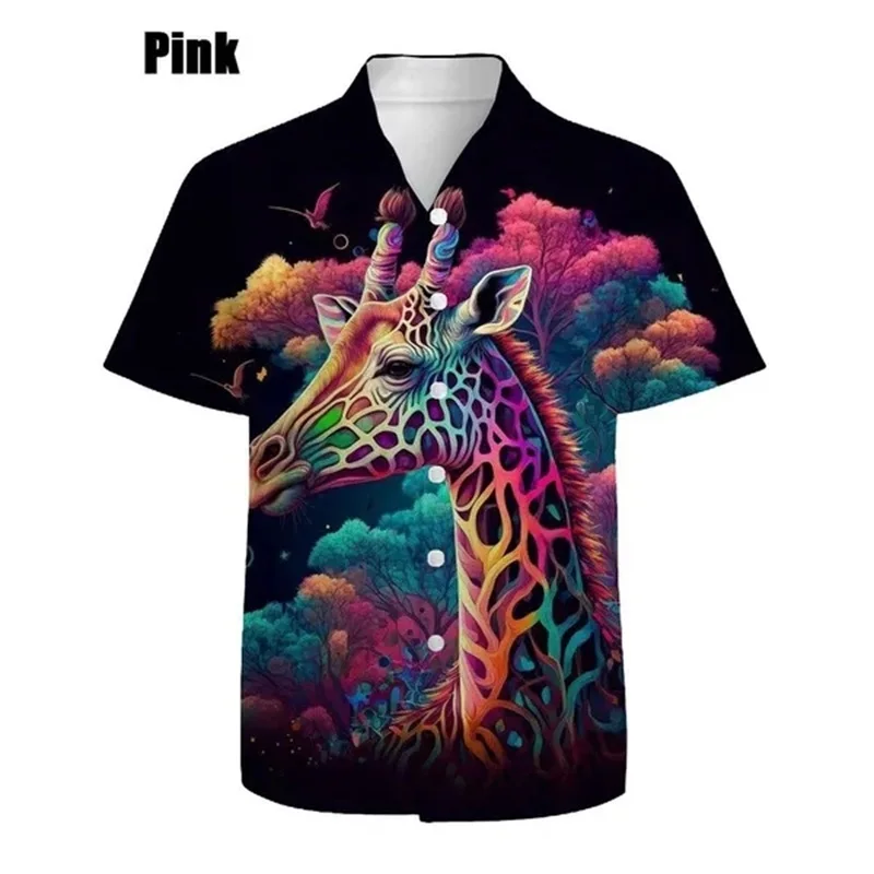 thumbnail image 1 of Nuevas camisas de manga corta con estampado de animales para hombre, camisas informales de verano de gran tamaño con botones, camisas de playa para hombre, ropa de calle, 1 of 4