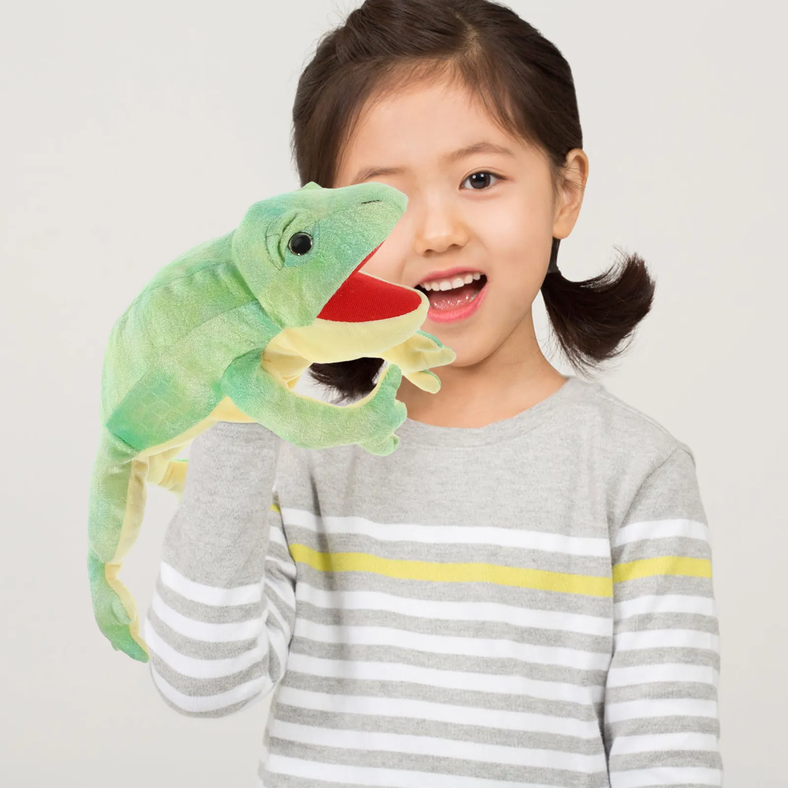 사랑스러운 개구리 손 인형 부드럽고 편안한 PP 면 소재 손가락 조작식 재미있는 인터랙티브 장난감 이야기를 전하기 좋은 어린이날 선물