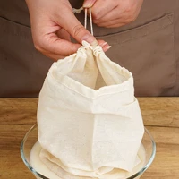 Sacs de lait de noix en tissu de fromage en coton, sacs de passoire en tissu de fromage pour égoûter des sacs filtrants de cuisine réutilisables pour les passoires de thé et de yaourt 3