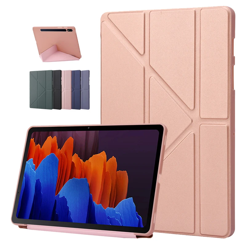Caso Per Samsung Galaxy Tab S8 S7 Plus S7 Fe 11 12.4 Pollici 2021 Tablet Multi-Pieghevole Stand In Silicone Copertina Del Libro Per Tab S7 Fe Caso