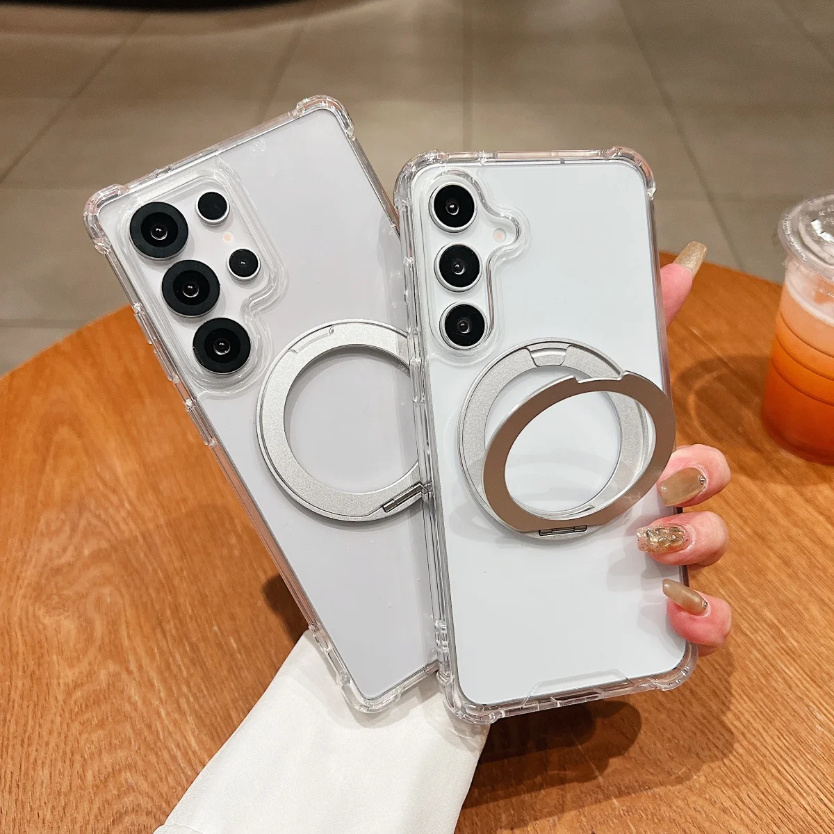 360° Rotating Magnetic Phone Stand with Clear Cover