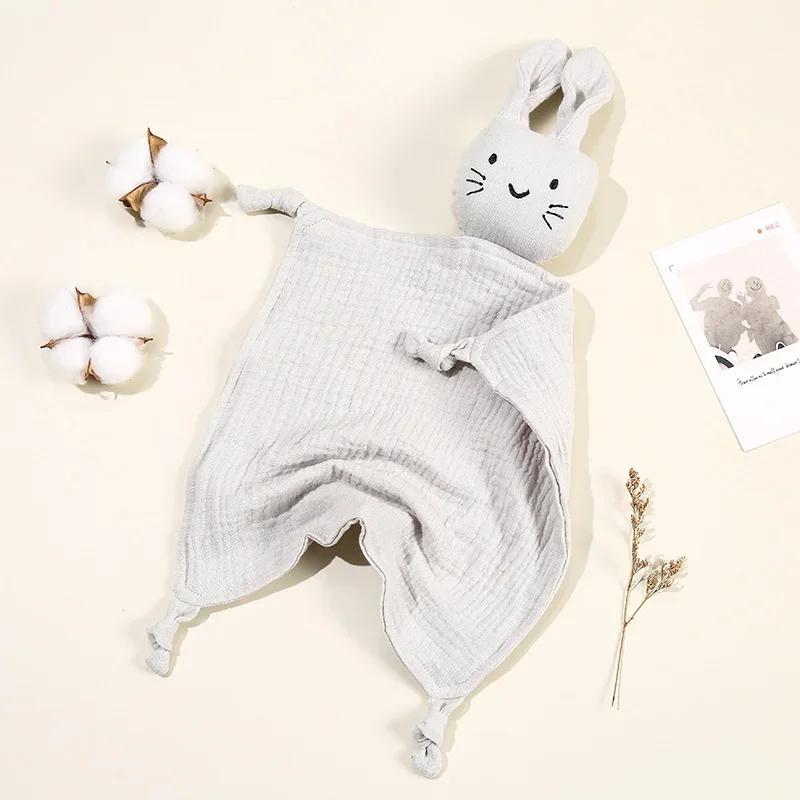 Baby Cotton Muslin Comforter Blanket Soft Newborn Sleeping Dolls Cute Cat Kids Sleep Toy Soothe Appease Towel Bibs Saliva Towel 4