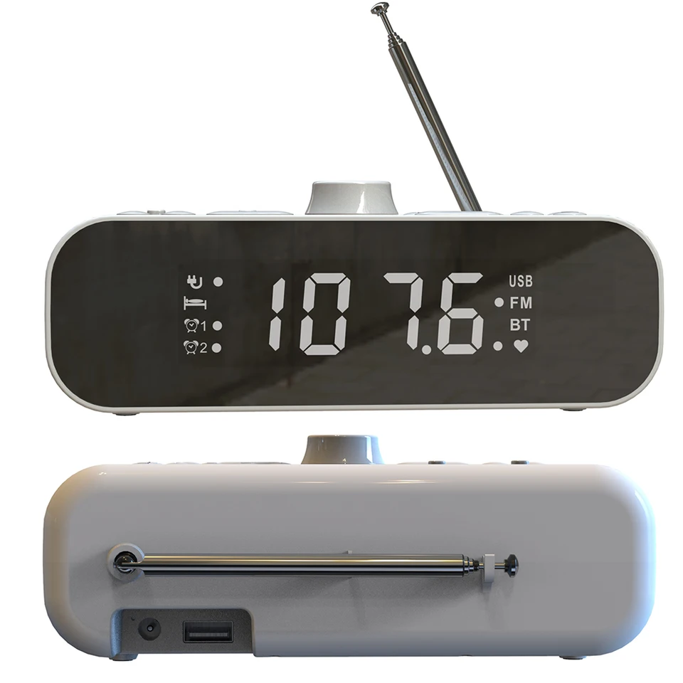 Portable Bluetooth Digital Alarm Clock Radio