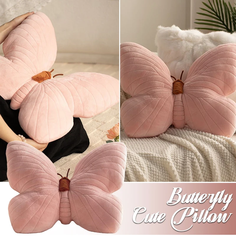 Cute Pink Butterfly Throw Pillow Plush Soft Stuffed Cushion Lifelike Butterfly Throw Pillow Home Couch Living Room Bed Decor 6