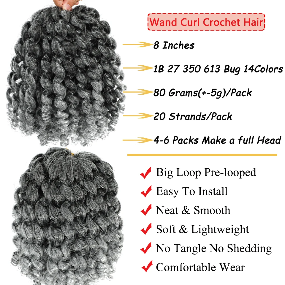 Ombre Jumpy Wand Curl Crochet Hair T 27 30 350 613 Purple Grey 14 Colors 20 Roots Jamaican Twist Synthetic Braid Hair For Women 2