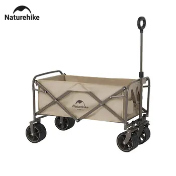 네이처하이크 휴대용 접이식 야외 카트, 10cm 두께 타이어, 공원 트롤리, 120kg 고하중 가족 테이블, 자동차 여행 캠핑 왜건, 160L