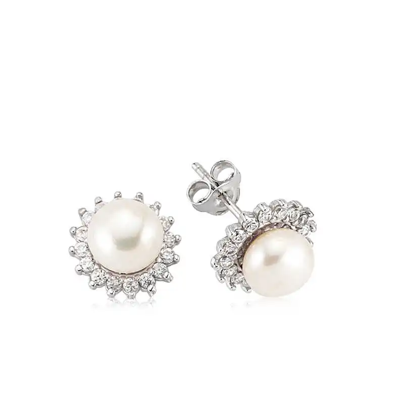 

Tevuli 925 Sterling Silver Pearl Flower Women 'S Earrings