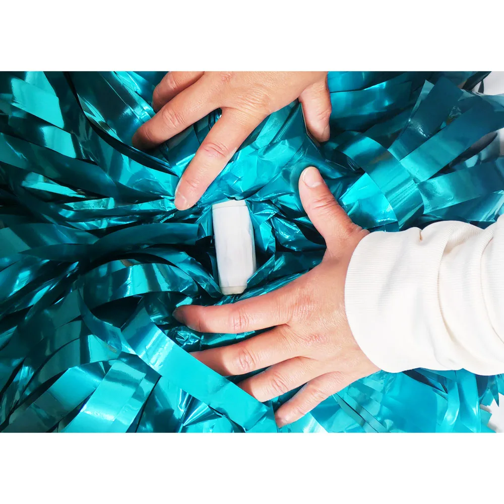 Professional Cheerleader Pom Pom,baton handle,Metallic red mix holographic silver, size and color