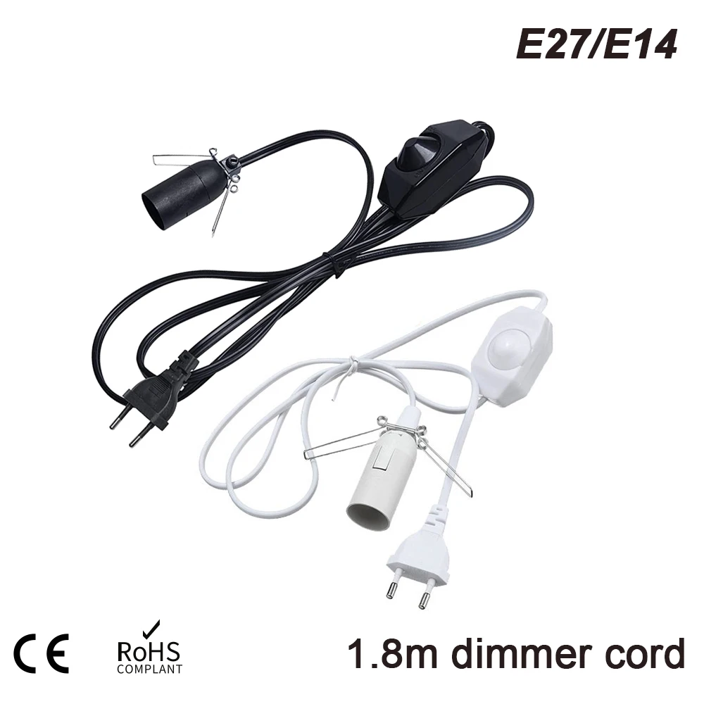 

E14 E27 1.8M Lamp Base Holder Power Cord Cable Electric Power Dimmer Switch Cord For Himalayan Salt Lamp EU Plug